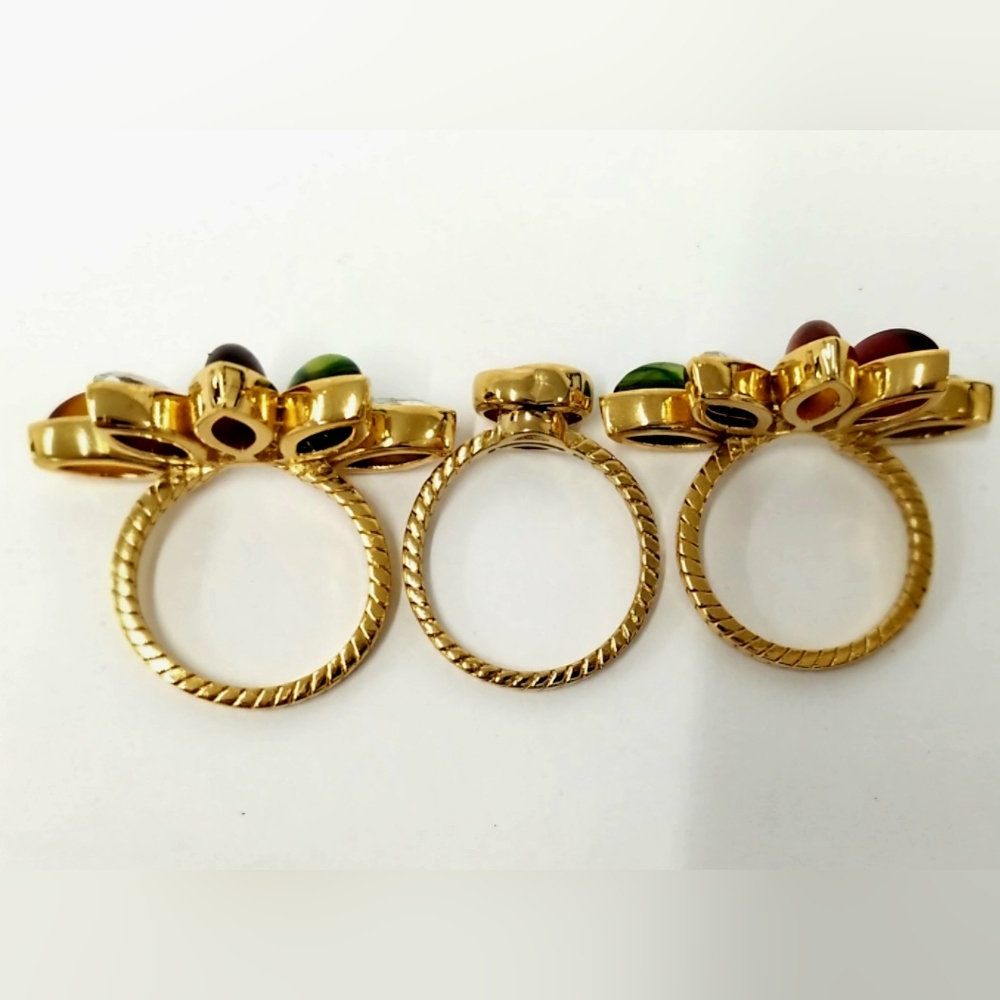 Gucci Interlocking Flower Multifinger Triple Band Ring - Size 6 - Picture 2 of 13